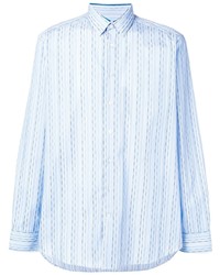 Chemise à manches longues à rayures verticales bleu clair Etro