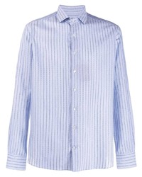 Chemise à manches longues à rayures verticales bleu clair Etro