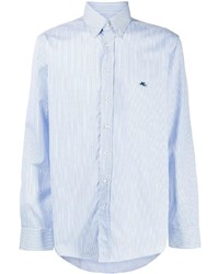 Chemise à manches longues à rayures verticales bleu clair Etro