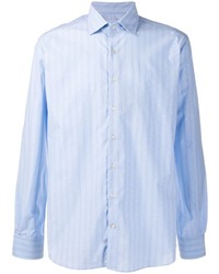 Chemise à manches longues à rayures verticales bleu clair Etro