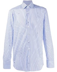 Chemise à manches longues à rayures verticales bleu clair Etro