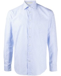 Chemise à manches longues à rayures verticales bleu clair Etro