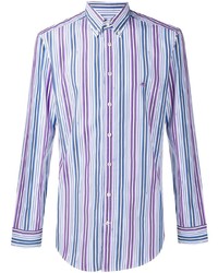 Chemise à manches longues à rayures verticales bleu clair Etro