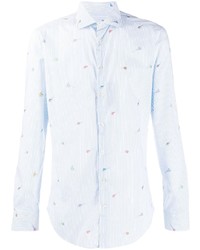 Chemise à manches longues à rayures verticales bleu clair Etro