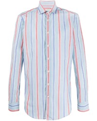 Chemise à manches longues à rayures verticales bleu clair Etro