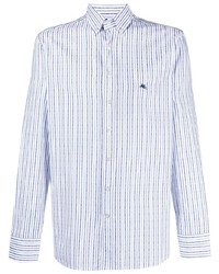 Chemise à manches longues à rayures verticales bleu clair Etro