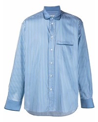 Chemise à manches longues à rayures verticales bleu clair Etro