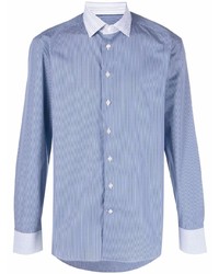 Chemise à manches longues à rayures verticales bleu clair Etro