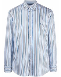 Chemise à manches longues à rayures verticales bleu clair Etro