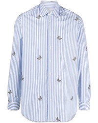 Chemise à manches longues à rayures verticales bleu clair Etro