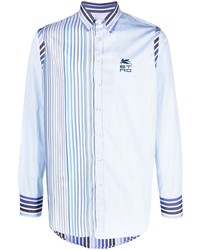 Chemise à manches longues à rayures verticales bleu clair Etro