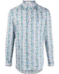 Chemise à manches longues à rayures verticales bleu clair Etro