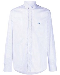 Chemise à manches longues à rayures verticales bleu clair Etro