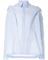 Chemise à manches longues à rayures verticales bleu clair Fengchen Wang