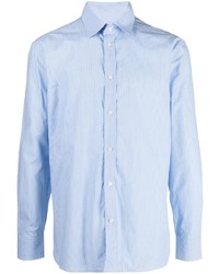 Chemise à manches longues à rayures verticales bleu clair Filippa K