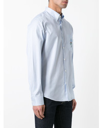 Chemise à manches longues à rayures verticales bleu clair Gucci