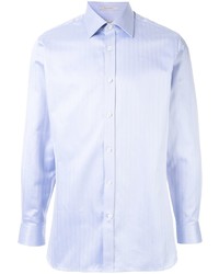 Chemise à manches longues à rayures verticales bleu clair Gieves & Hawkes
