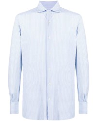 Chemise à manches longues à rayures verticales bleu clair Glanshirt