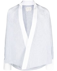Chemise à manches longues à rayures verticales bleu clair Greg Lauren