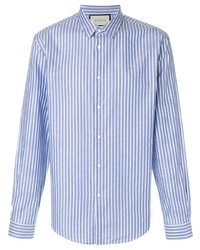 Chemise à manches longues à rayures verticales bleu clair Gucci