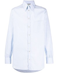 Chemise à manches longues à rayures verticales bleu clair Gucci