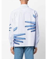 Chemise à manches longues à rayures verticales bleu clair Perks And Mini