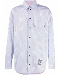 Chemise à manches longues à rayures verticales bleu clair Helmut Lang