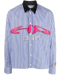 Chemise à manches longues à rayures verticales bleu clair Heron Preston