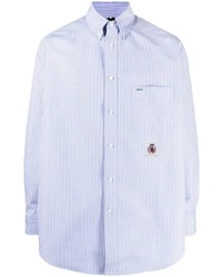 Chemise à manches longues à rayures verticales bleu clair Hilfiger Collection