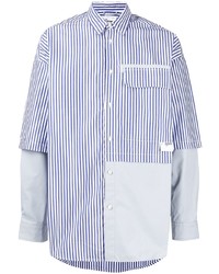 Chemise à manches longues à rayures verticales bleu clair Izzue