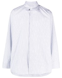 Chemise à manches longues à rayures verticales bleu clair Jil Sander