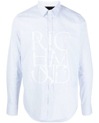 Chemise à manches longues à rayures verticales bleu clair John Richmond