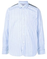 Chemise à manches longues à rayures verticales bleu clair Junya Watanabe