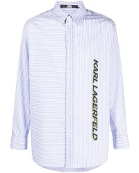 Chemise à manches longues à rayures verticales bleu clair Karl Lagerfeld