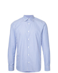 Chemise à manches longues à rayures verticales bleu clair Kent & Curwen