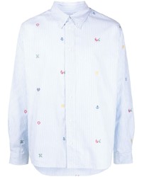 Chemise à manches longues à rayures verticales bleu clair Kenzo