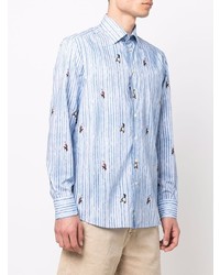 Chemise à manches longues à rayures verticales bleu clair Etro