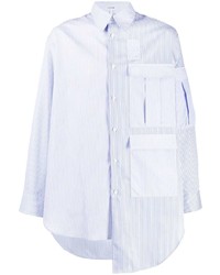 Chemise à manches longues à rayures verticales bleu clair Loewe