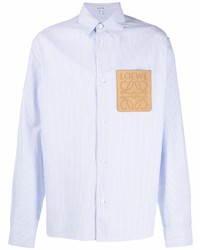 Chemise à manches longues à rayures verticales bleu clair Loewe