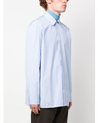 Chemise à manches longues à rayures verticales bleu clair Jil Sander