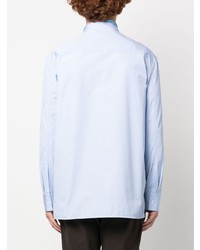 Chemise à manches longues à rayures verticales bleu clair Jil Sander