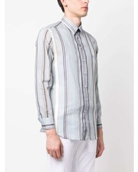 Chemise à manches longues à rayures verticales bleu clair Etro