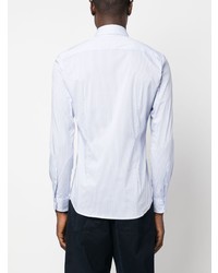 Chemise à manches longues à rayures verticales bleu clair Fay