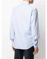 Chemise à manches longues à rayures verticales bleu clair Fay