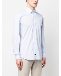 Chemise à manches longues à rayures verticales bleu clair Fay