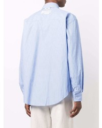 Chemise à manches longues à rayures verticales bleu clair MSGM