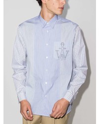 Chemise à manches longues à rayures verticales bleu clair JW Anderson