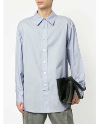 Chemise à manches longues à rayures verticales bleu clair Wooyoungmi