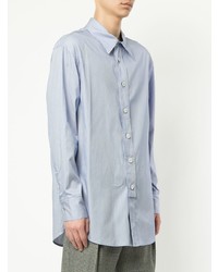 Chemise à manches longues à rayures verticales bleu clair Wooyoungmi