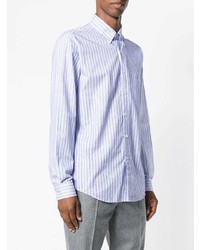 Chemise à manches longues à rayures verticales bleu clair Etro